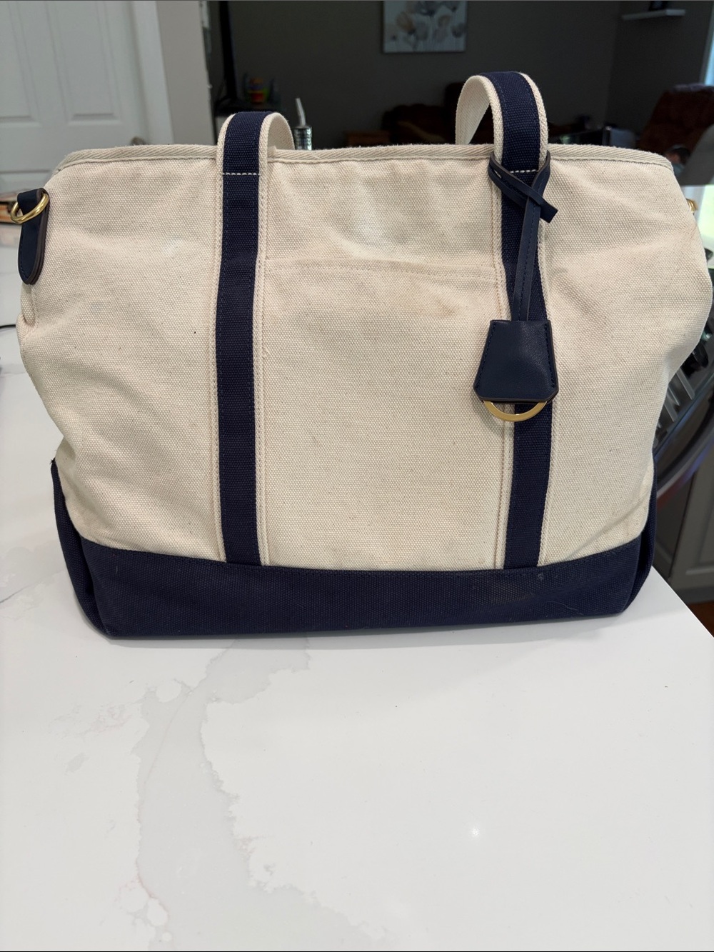 Free Assembly Canvas Tote Bag with Navy Trim